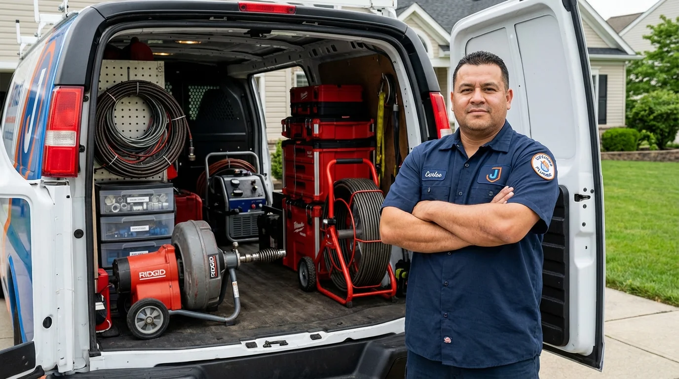 Professional drain cleaning equipment and Johns Plumbing LLC plumber in Grant City
