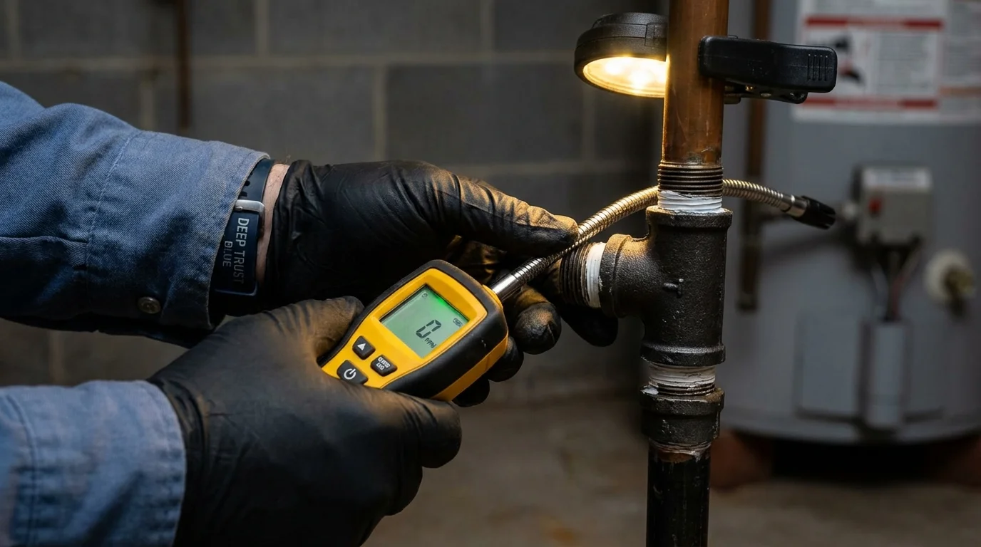 Gas leak detection with electronic sniffer by Johns Plumbing LLC in Grant City