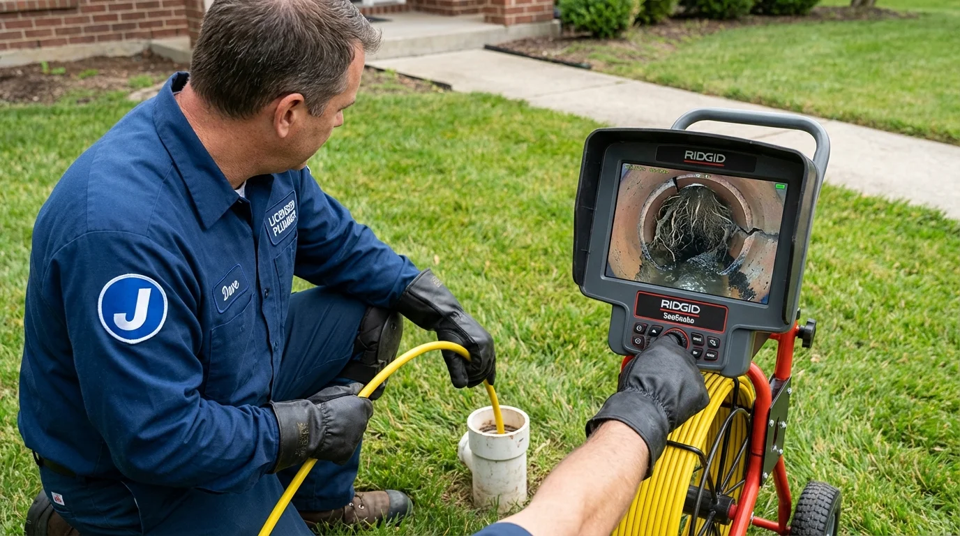 Sewer camera inspection being performed by Johns Plumbing LLC in Grant City