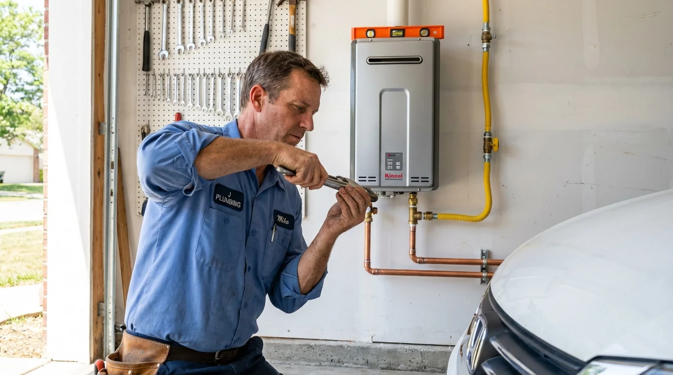 Tankless water heater installation by a Johns Plumbing LLC plumber in Grant City